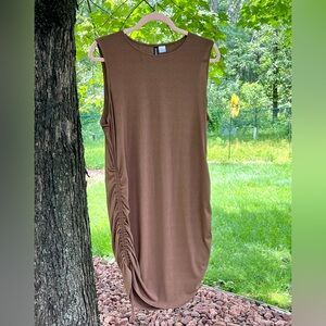 Brown H&M Ruched Dress